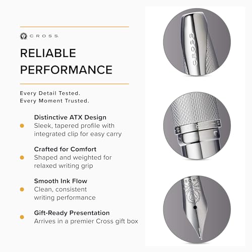 Image of Cross ATX Luxury Sandblasted Titanium Gray Fountain Pen - Medium Nib, Precision Writing, Presented in Premium Gift Box