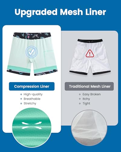 Image of maamgic Mens Swim Trunks with Compression Liner 7 Inch Inseam Mens Bathing Suit Quick Dry Swimming Trunks Swimsuit