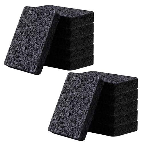 Spunspon Lot de 12 éponges à récurer anti-rayures pour la vaisselle et la vaisselle, éponges de nettoyage pour la cuisine, la maison et plus encore (noir)