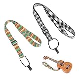 YPLANGENT 2 Stück Gitarrengurt Ukulele Gurt Halsschleife Verstellbar,Ethnische und Karierter Stil Gitarrengurt mit Band Zum Anklipsen, für Ukulele Kleine Gitarre