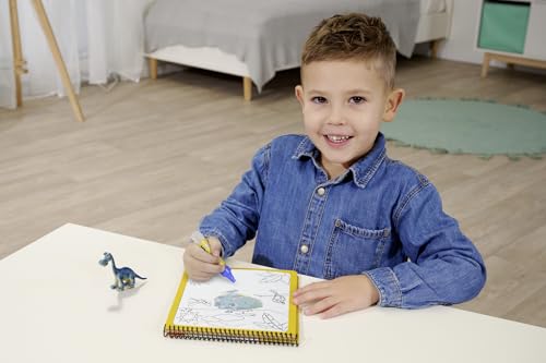 Simba 106334633 Art & Fun Wasser-Malbuch Dinos inkl. Dinosaurier-Figur - Malen mit dem Water Pen Wasserstift & 4 Dino-Motiven - Wasserzauber-Spielzeug für Kinder ab 3 Jahre