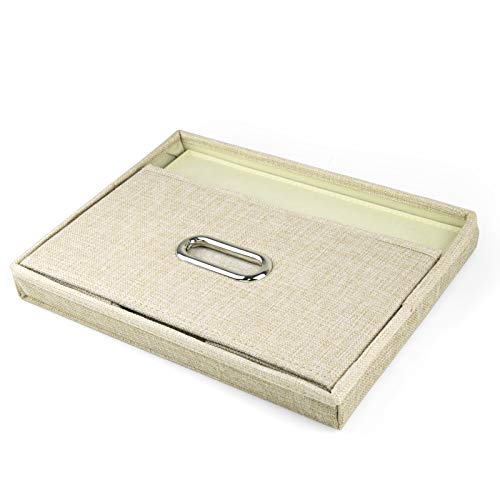 Collapsible Fabric Storage Box With Lid And Handles, Linen Storage Containers, Nursery Storage Basket For Gifts, Books, Magazines, Cds, Kids Toys, Clothes, Underwear, Makeup, 13" X 9.4" X 7", Beige #TOP5