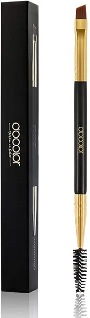 Pennello Sopracciglia Professionale Docolor - Doppia Estremità Angolata per Ciglia e Sopracciglia Nero