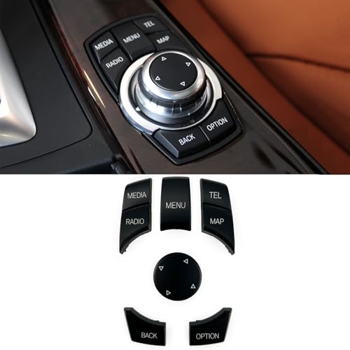 Car Interior Console iDrive Multimedia Control Button Replacement Cover For BMW F chassis 1 2 3 4 5 6 7 Series X1 X3 X4 X5 X6 F20 F22 F30 F32 F34 F10 F02 F25 F26 F15 F16 (6PCS MAP-MEDIA Matte black)
