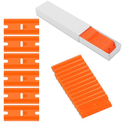 Flintronic 100 pièces Lame Grattoir de Rechange, Grattoir Vitre, Grattoir Vitrocéramique, Racloir, Racloir Vitrocéramique, Plastique Lames Rechange Pour Grattoir, 40...
