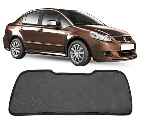 Image of Autofact Dicky Curtain for SX4 2007-2015 | Custom Fit Rear Windshield Sunshade | Foldable Mesh | Privacy & Cooling Car Accessory | Car Rear Sun Shade UV Block Easy Install Durable Black Mesh