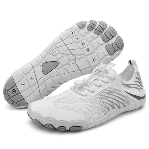 Image of UBFEN Water Shoes for Men Women Quick Dry Swim Aqua Socks | Lightweight Barefoot-style Fit, Rubber Sole, Hiking, Fishing, Kayaking, Beach, Pool, Boating, Diving And Water-to-land Wear