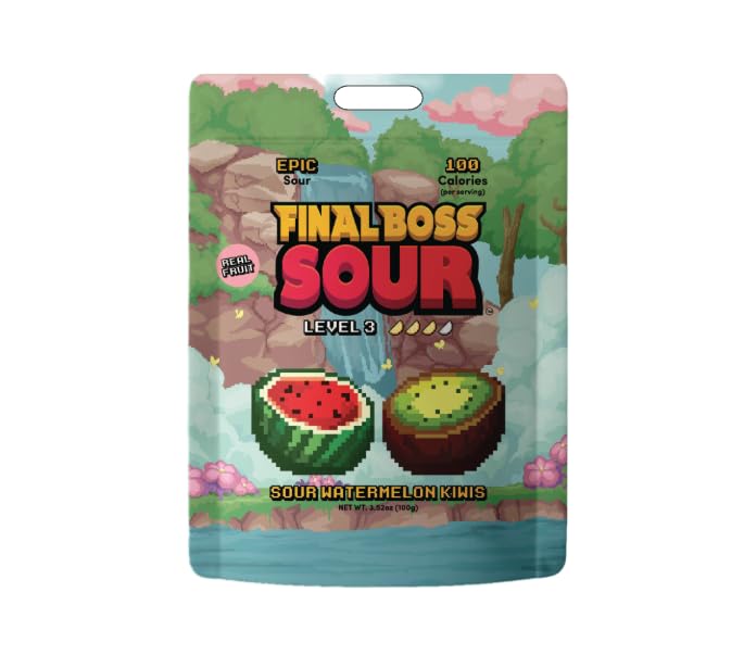  Sour Fruit Candy, Watermelon Kiwi, Level 3, 1 Pack | Made with Real Dried Fruit, Extreme Sour Fruit Chews, No Artificial Colors, No Artificial Fruit Flavors, Low Calorie Snack