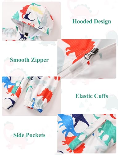Happy Cherry Waterproof Raincoats Windbreaker Dinosaur Kids Jacket Boys Girls Outdoor (4-12Y)4