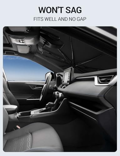 Image of Proadsy Windshield Sun Shade Umbrella for Subaru Forester 2019-2025 2026 Foldable Car Umbrella Sunshade with Soft TPU Handle Spring Structure Crystal Cooling Material Protect Car from Rays & Heat