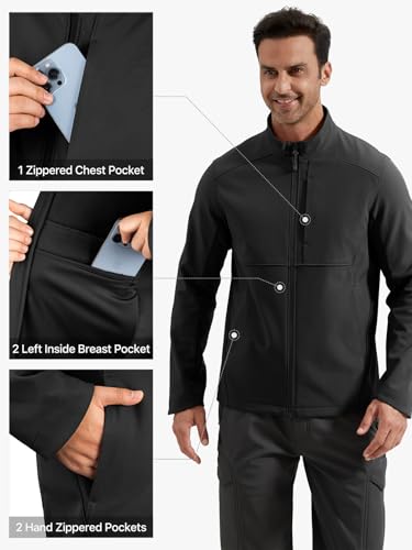 FREE SOLDIER Men's Waterproof Softshell Jacket Lightweight Fleece Lined Jacket Outdoor Hiking Windbreaker4
