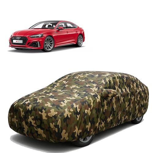 Image of Sulfar 100% Waterproof Car Body Cover for Audi RS5 - Triple-Stitched Dustproof UV, Heat & Rain Protection with Mirror Pockets, Full-Bottom Elastic & Free Storage Bag - All-Weather Indoor Outdoor (Army