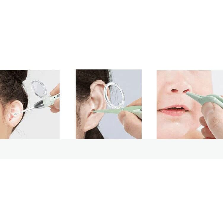 zalati Outil de suppression de cérumen 3 pièces électrique avec outil de nettoyage d'éclairage rechargeable pour les soins du nez des oreilles