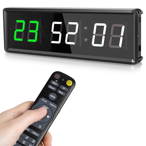 PELLOR Orologio da Parete Digitale Con Timer Intervallo Fitness LED Programmabile, Cronometro, Luminosità Regolabile e Telecomando per Casa, Garage, Esterno