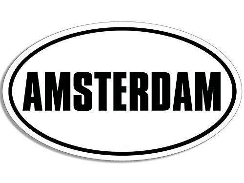 Jr Studio 3X5 Inch B/W Oval Amsterdam Sticker (Netherlands) Vinyl Decal Sticker Car Waterproof Car Decal Bumper Sticker #TOP15