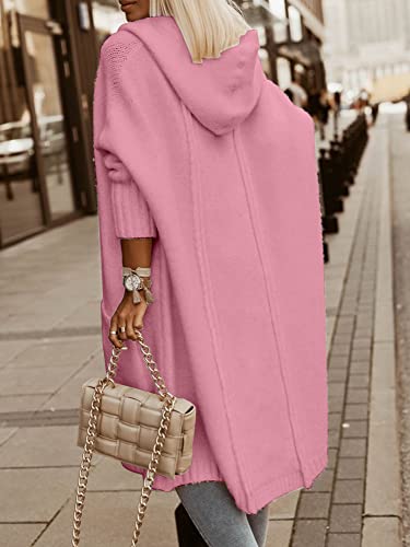 Image of Aoysky Womens Long Cardigans Cable Knitted Open Front Oversized Hooded Outerwear Sweater Coat