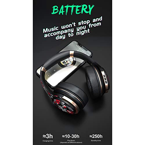 gazechimp Wireless & Fio Fones de Ouvido Bluetooth fone de Ouvido Sobre a Orelha Dobrável, 24Hrs Pla