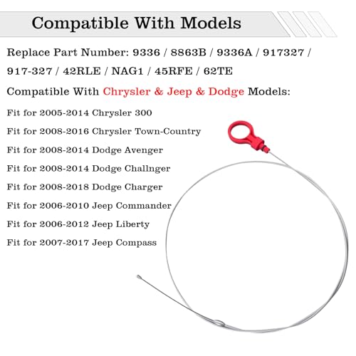 Image of 9336 Transmission Dipstick, Oil Level Dipstick Tool Compatible with Chrysler Jeep Dodge Replaces 8863B, 9336A, 42RLE, NAG1, 62TE 2.7 3.5 3.6 3.7 5.7 6.1 6.4