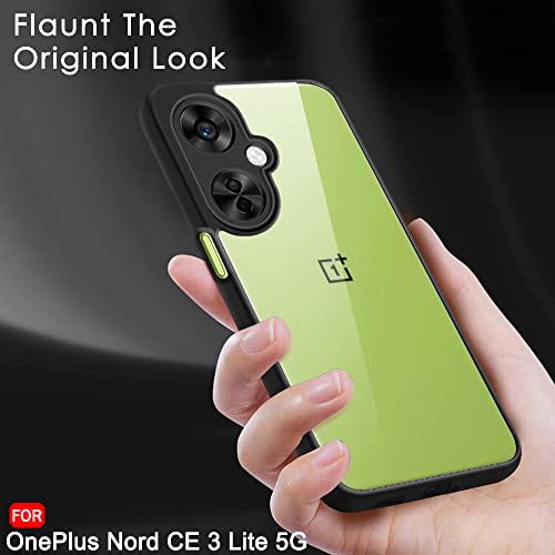 Image of TheGiftKart Ultra-Hybrid Crystal Clear Back Cover Case for OnePlus Nord CE 3 Lite 5G | Shockproof Design | Total Camera Protection | Transparent Back (PC & TPU | Black Bumper)