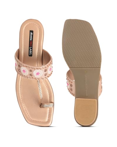 Image of Bata Women Block Heel Toe-Ring Sandal - Gold