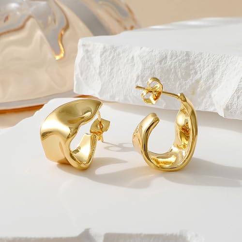 Image of SHERLOVE Chunky Knot Gold Earrings Women Statement Drop Dangle Earrings | 14K Gold Plated Hypoallergenic Lightweight,Trendy Dainty Elegant Cute,Women Gold Jewelry Fashion Accessories Gifts