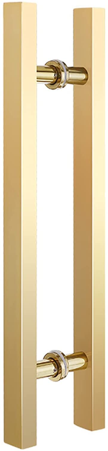 MXXQRHF Gold Push Pull Door Handles, 24in Stainless Steel & Glass Commercial Door Handle for Interior & Exterior Use, Durable & Stylish Hardware Solution