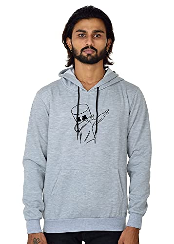 Image of WearIndia Unisex-Adult Cotton Blend Neck Hooded Sweatshirt (W New DANCEMELO Hoodie Grey