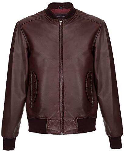 70'S RETRO BOMBER Men's Oxblood Classic Soft Italian Nappa Leather Jacket 1229