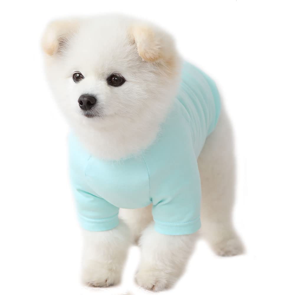 Camisa de perro para perros pequeños, camisetas lisas suaves y transpirables para perros, ropa para mascotas (mediano, menta)