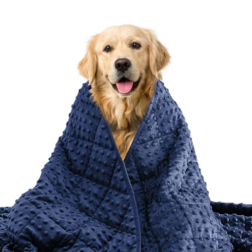 yescool Weighted Blanket for Dogs, 3 lb Thunder Blankets Shirt for Dogs, 36 x 48 inch Medium Puppy Blanket for 20-45lb, Weighted Pet Blankets for Thunderstorms, Fireworks and Construction Noise, Navy
