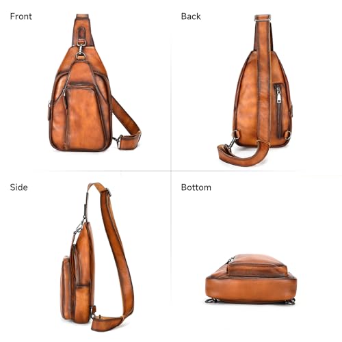 Womens Vintage Leather Sling Bag Crossbody Bag for Women with Metal Buckle, Adjustable Leather Shoulder Strap3