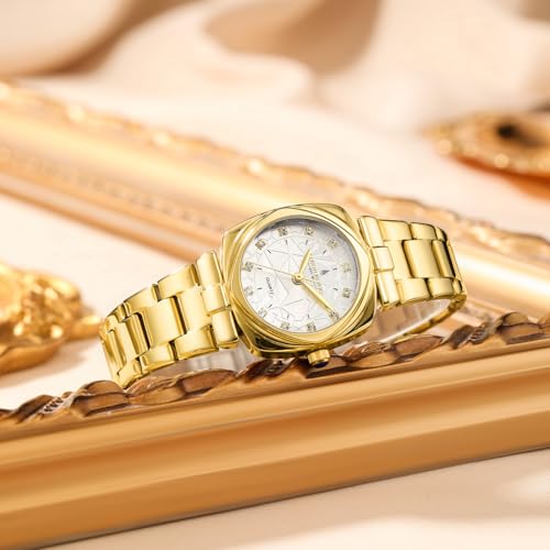 Image of London Fog Salisbury Collection Watch for Women with Geometric Patterned Dial, Crystal Hour Markers Quartz Movement and Stainless Steel Strap - LFW20001