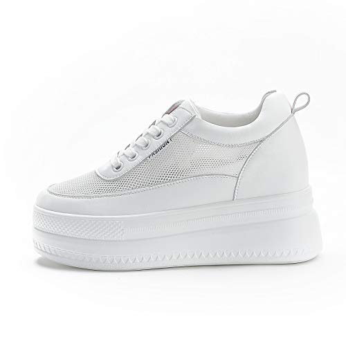 Image of ACE SHOCK Women Wedges Sneakers with Hidden Heel Ankle High Platform Walking Shoes Fashion Bride Wedding Shoes