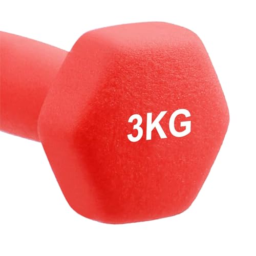 Image of Amazon Brand - Solimo Neoprene Dumbbell 3 Kg, Set of 2 (Red)