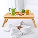 Bamboo Laptop Desk Tray,Breakfast Serving Bed Trays, Adjustable Foldable with Flip Top and Legs, Computer Stand with Drawer