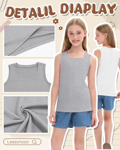 Image of 3 Pack Girls Square Neck Tank Tops