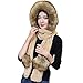 Winter Hat Scarf Gloves Set for Women Plush Fleece Earflap Hoodie Cap Long Scarf Pocket 3 in 1 Set for Cold Weather