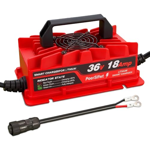 PoerSifwt 43.8V 18A Lithium Battery Charger IP65 Waterproof for 36V (38.4V) LiFePO4 Battery Ideal for Golf Carts RVs and 36V Trolling Motors