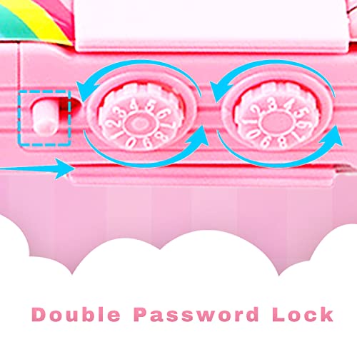 Pop Up Multifunction Pencil Case for Girls, Cute Cartoon Pen Box Organizer Stationery with Password Lock, Sharpener, Schedule, Whiteboard, School Supplies, Best Birthday Gifts for Kids Teens