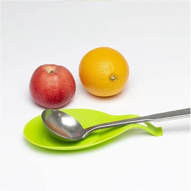 Silicone Spoon Rest Utensil Pad Flexible Almond-Shaped Silicone Kitchen Spoon Holder Cooking Utensil Rest Ladle Spatula Holder for Kitchen, Extra Large Size (Random Colour)