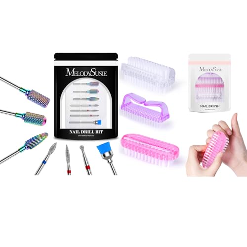 MelodySusie Nail Drill Bits Set with All in One Nail Brush Set