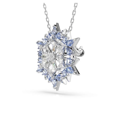 Swarovski Magic pendant and brooch, Snowflake, Blue, Rhodium finish3