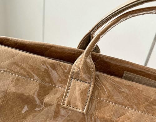 Image of Caistre Women's PVC Tote Handbags Shoulder Bag Winter Fall Fashion Kraft Paper Tote Bag Y2K Large Shopping Bag