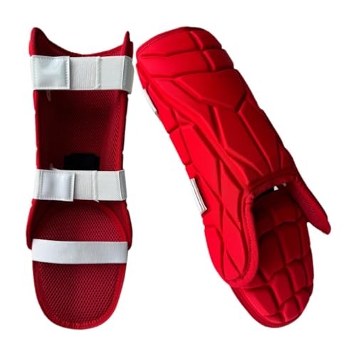 Perfeclan Protectores de piernas de béisbol y Softbol Protectores de pies para Adultos protección en Deportes multifunción cómodo Protector ergonómico Ajustable, Rojo