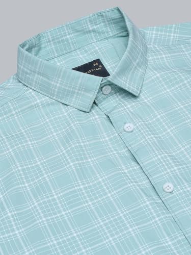 Image of Majestic Man Comfort Slim Fit Spread Collar Small Checked Cotton Casual Shirt