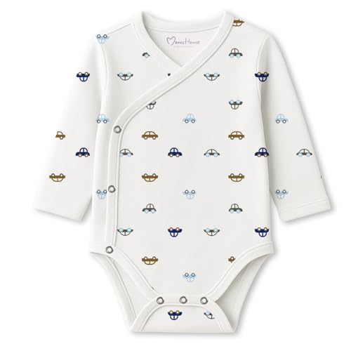 Image of MOM'S HOME Organic Cotton Front Open Kimono Onesie For Newborn Baby | New Born Clothing For Boys & Girls | 0-6 Months | Pack of 1
