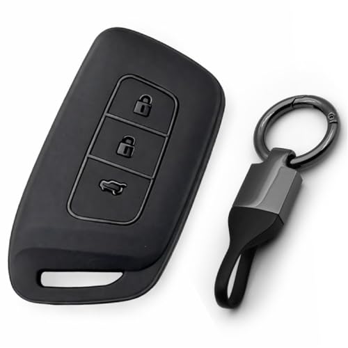 Image of JVCV Soft TPU Key Cover Compatible with New MG Hector, Hector Plus, Windsor and Windsor Pro EV Smart Key | Scratch-Resistant Protective Case (Matte Black Style B)