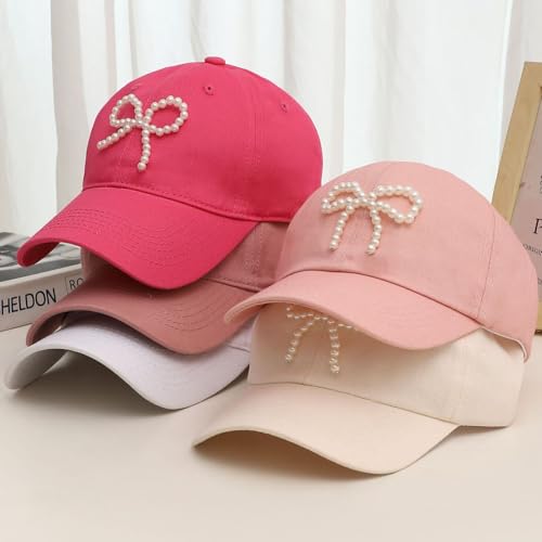 Image of Coquette Baseball Hat Bow Baseball Cap Ponytail Hat for Women Cute Distressed Cap Funny Trucker Hats for Women