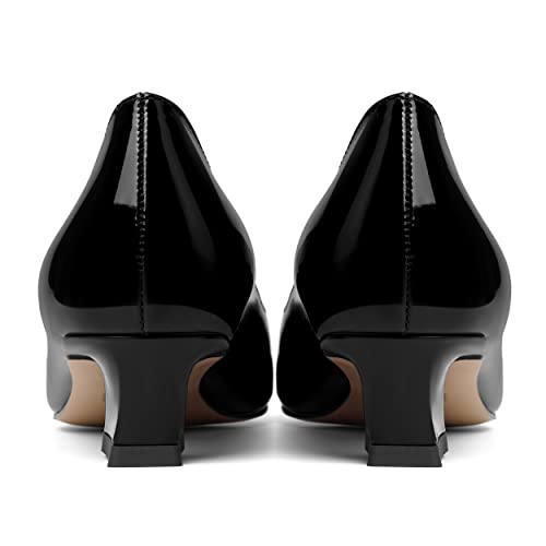 ROSERWISH Womens Casual Dating Elegant Pointed Toe Patent Slip On Kitten Low Heel Pumps Dress Shoes 1.5 Inch4