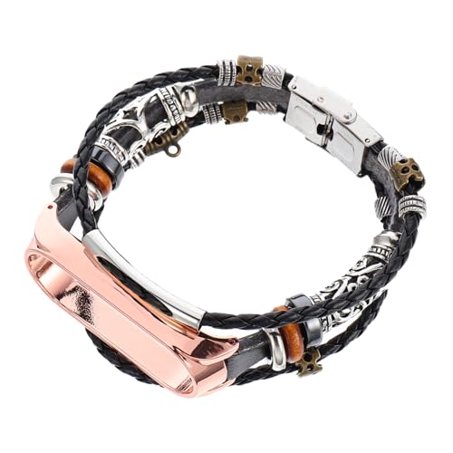 Hemobllo Pulsera Metálica Compatible con Xiaomi Mi Band Correa DIY con Cierre Seguro y Diseño Retro Brazalete Personalizado Negro y Rosa para Reloj Inteligente